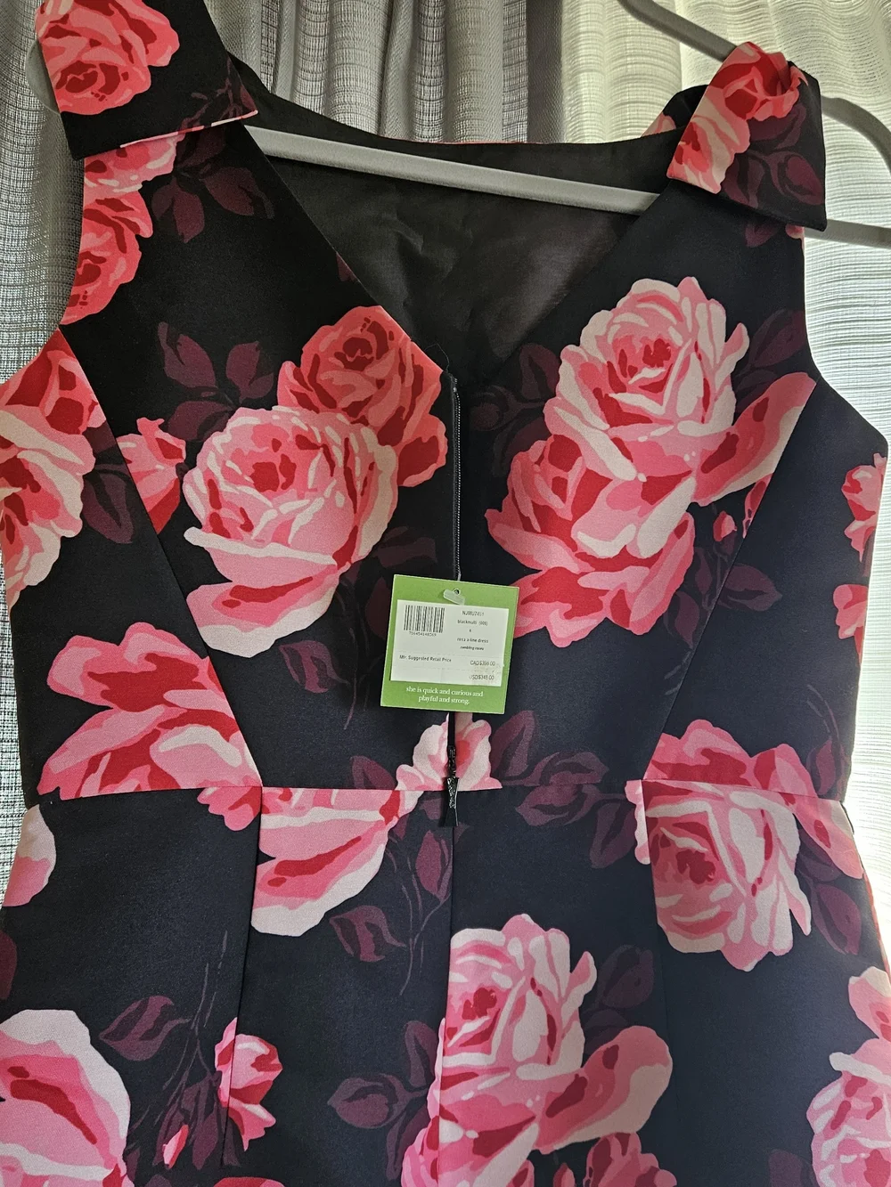 kate spade Black Dress with Pink Rose Print